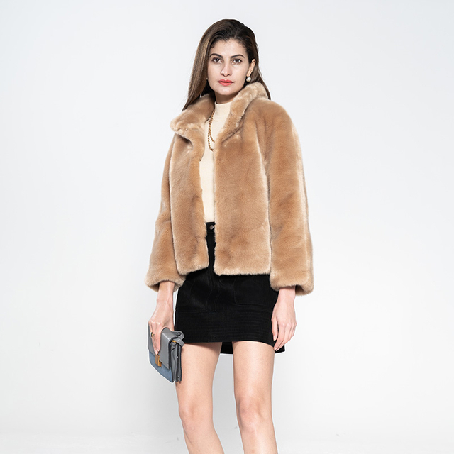 女式人造毛仿兔毛外套