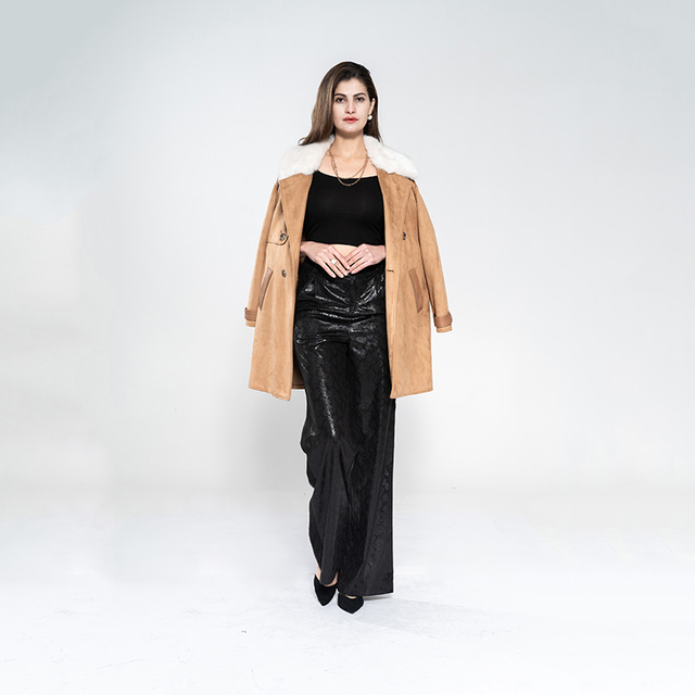 女式仿麂皮复古烫金裤子