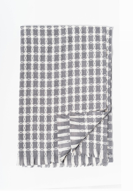 复古柔软仿羊绒链条图案休闲围巾 105-3