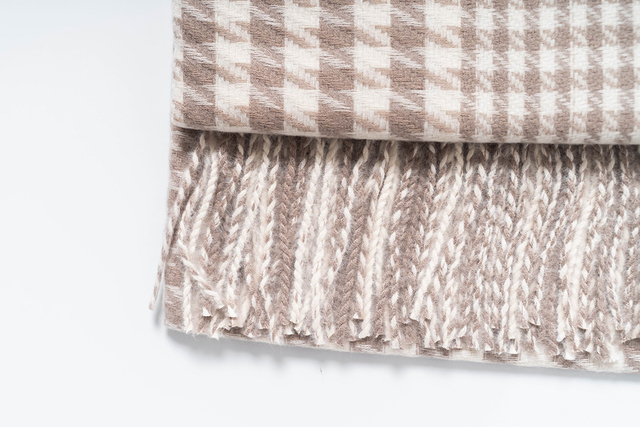 Vogue 保暖千鸟格子仿羊绒围巾配流苏饰边 106-1